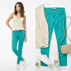Iris Jeans Teal Skinny Pants - Size 3 Modern Vintage Turquoise Denim
